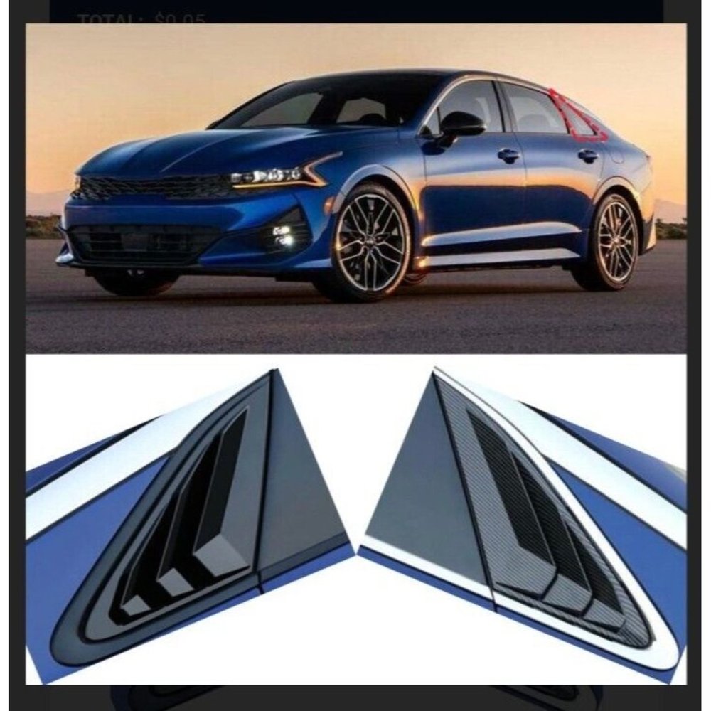 For 21-23 Kia K5 LX LXS GT Gloss Black 1/4 Quarter Panel Rear Side Window Louver